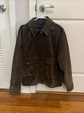 Zara Brown Suede Leather Jacket Medium